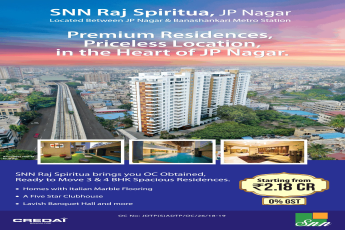 SNN Raj Spiritua ready to move 3 & 4 bhk spacious residences in Bangalore